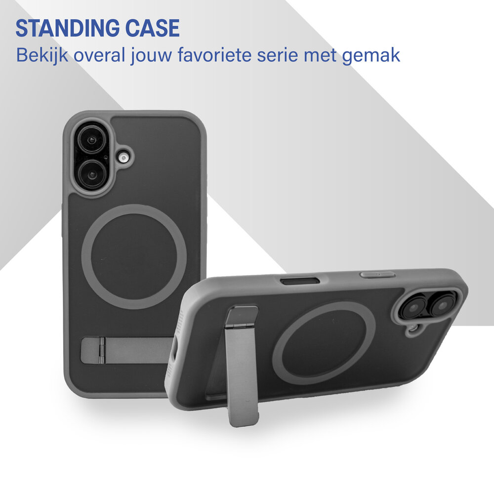 Coverzs Coverzs iPhone 16 matte MagSafe case avec debout (gris)