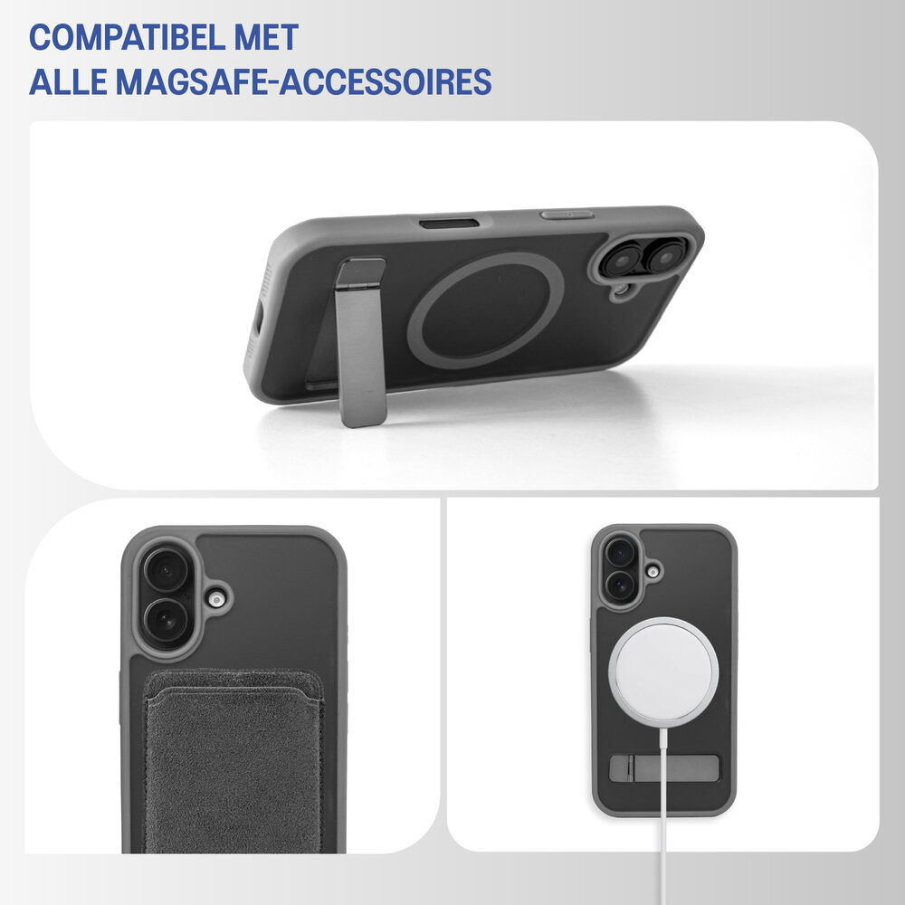 Coverzs Coverzs iPhone 16 matte MagSafe case avec debout (gris)