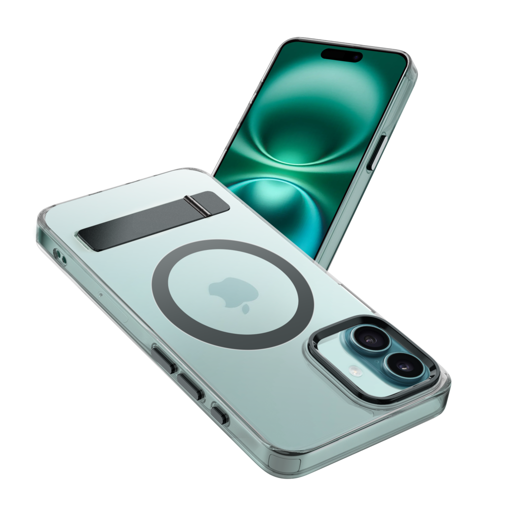 Coverzs Coverzs iPhone 16 Plus MagSafe hardcase avec debout (gris)