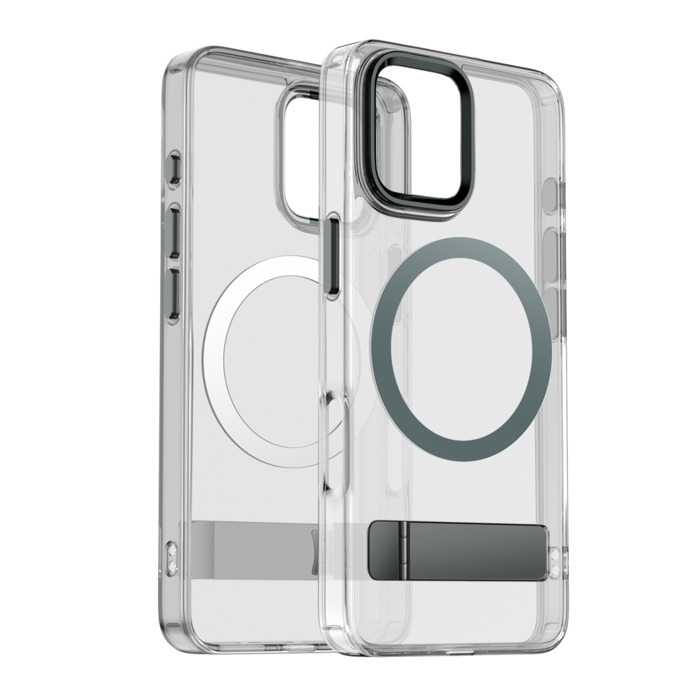 Coverzs Coverzs iPhone 16 Plus MagSafe hardcase avec debout (gris)