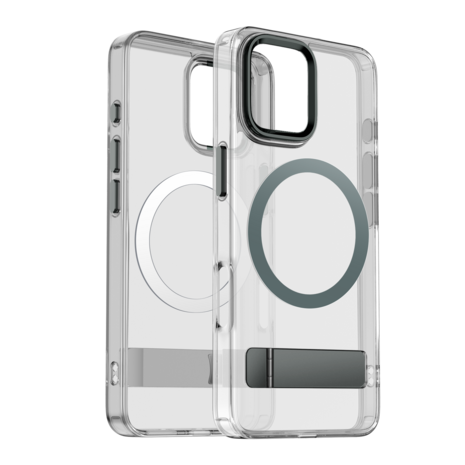 Coverzs Coverzs iPhone 16 Plus MagSafe hardcase avec debout (gris)