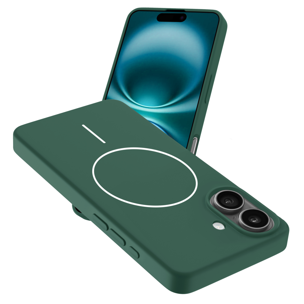 Coverzs Coverzs iPhone 16 Plus coque MagSafe en silicone 'Slim' (vert)