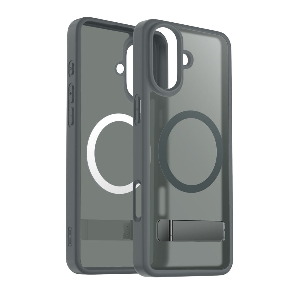 Coverzs Coverzs iPhone 16 Plus matte MagSafe case avec debout (gris)