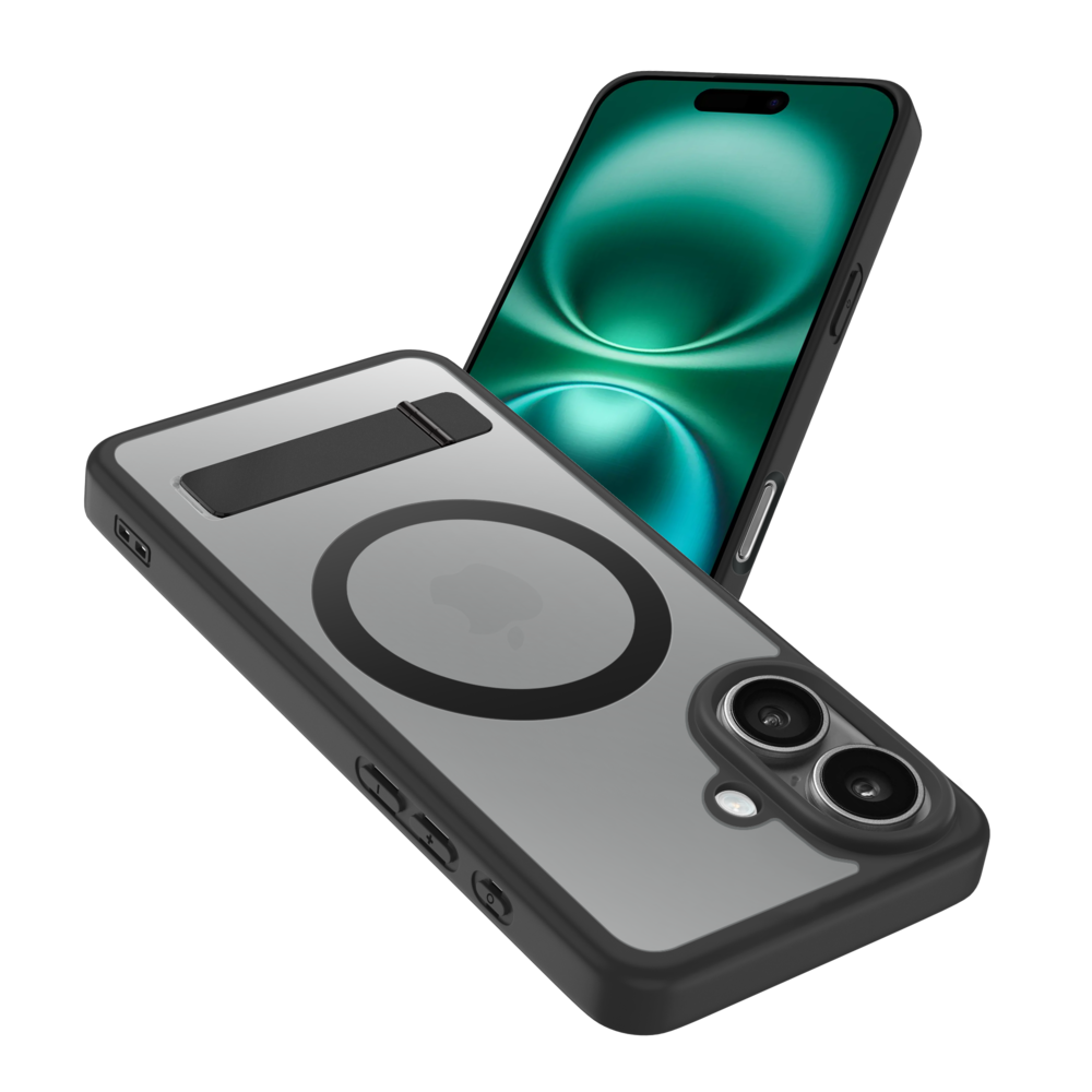 Coverzs Coverzs iPhone 16 Plus matte MagSafe case avec debout (noir)