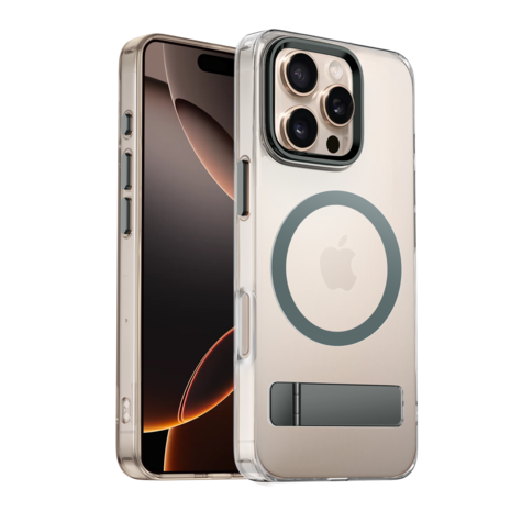 Coverzs Coverzs iPhone 16 Pro MagSafe hardcase avec debout (gris)