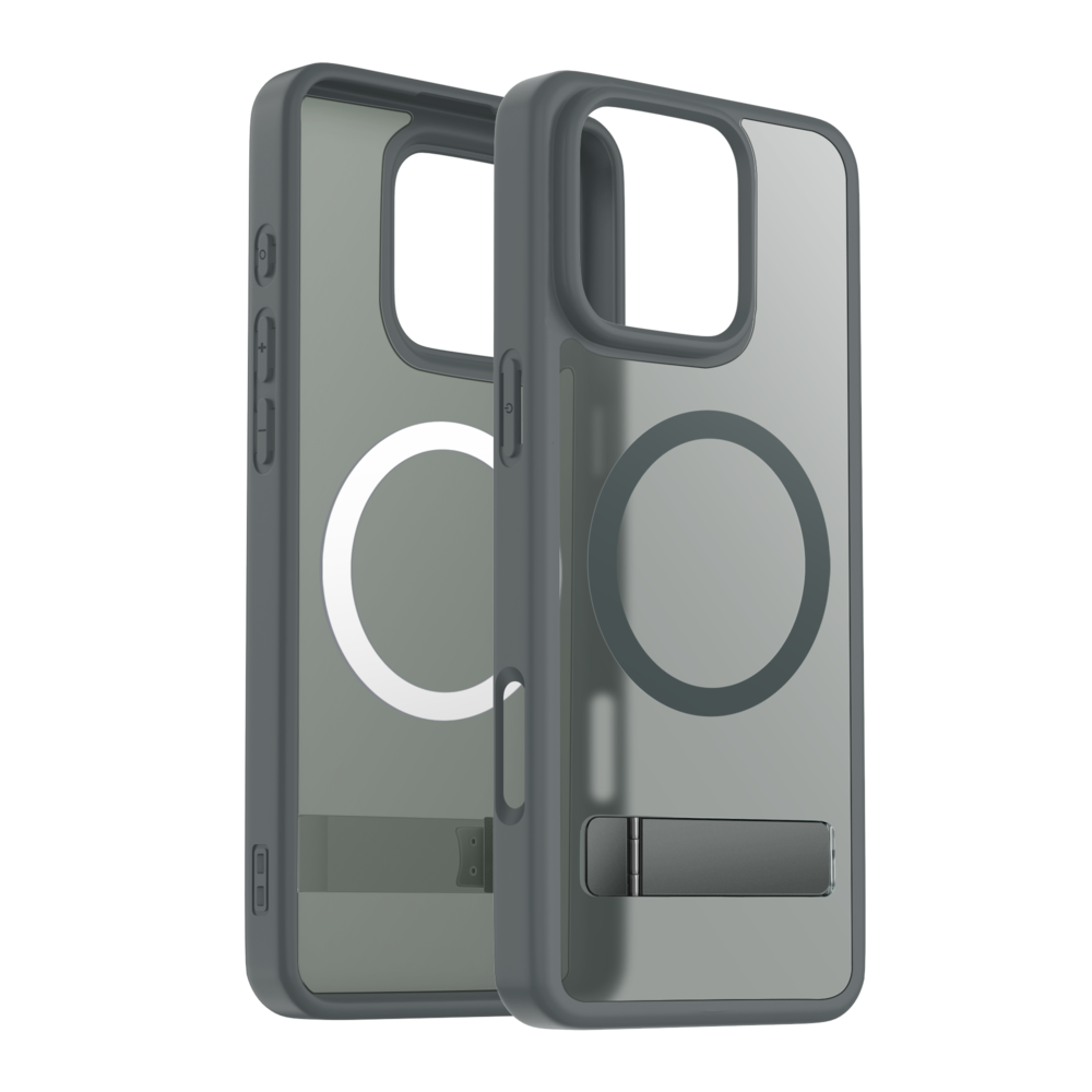 Coverzs Coverzs iPhone 16 Pro matte MagSafe case avec debout (gris)