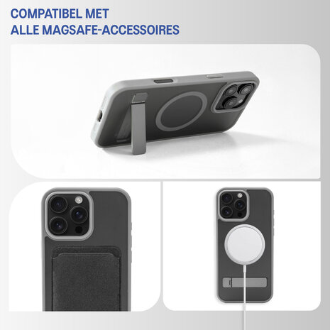 Coverzs Coverzs iPhone 16 Pro Max matte MagSafe case avec debout (gris) Coverzs Coverzs iPhone 16 Pro Max matte MagSafe case avec debout (gris)