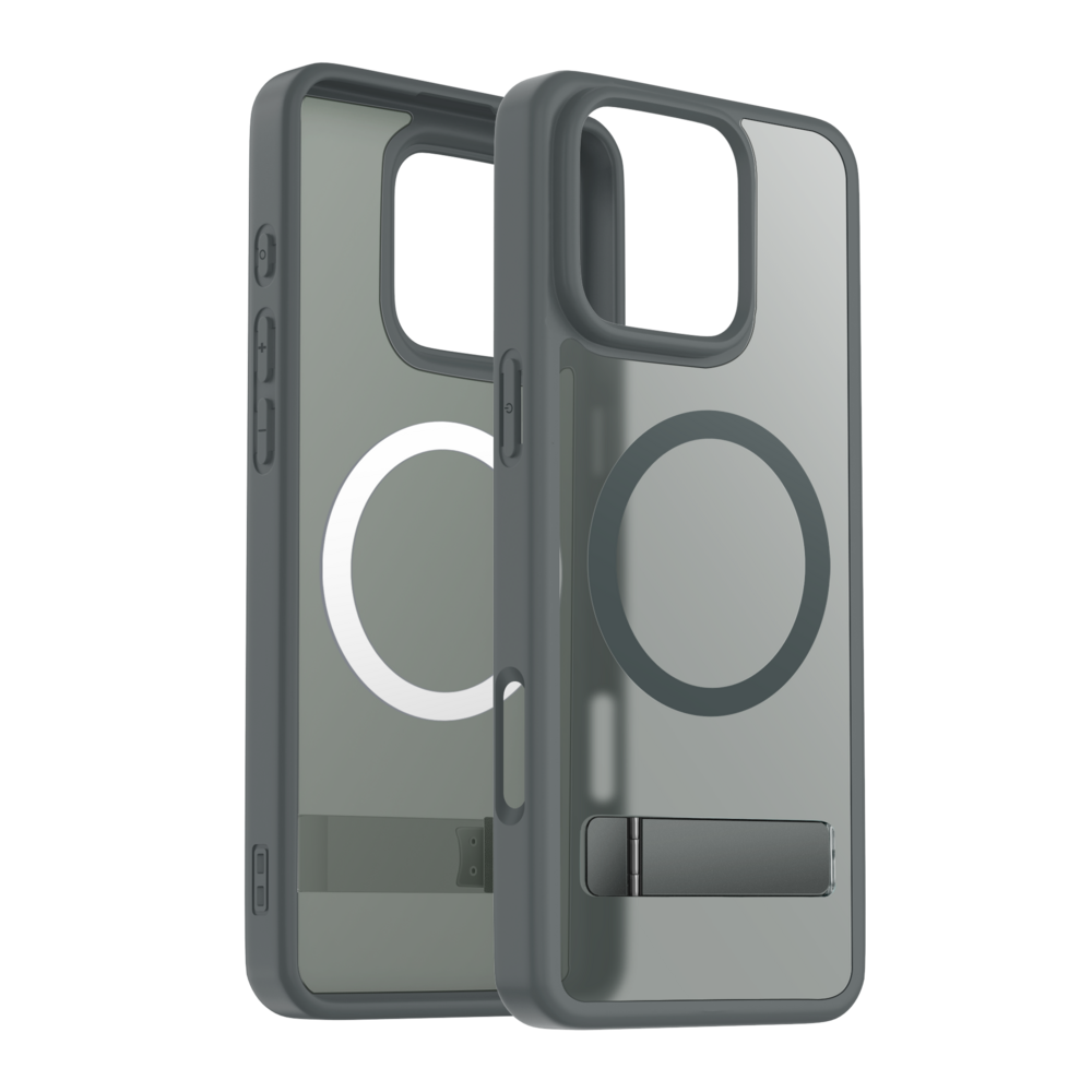 Coverzs Coverzs iPhone 16 Pro Max matte MagSafe case avec debout (gris) Coverzs Coverzs iPhone 16 Pro Max matte MagSafe case avec debout (gris)
