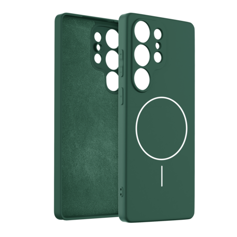 Coverzs Coverzs Samsung Galaxy S25 Ultra coque MagSafe en silicone 'Slim' (vert foncé)