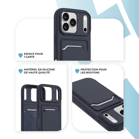 ShieldCase ShieldCase iPhone 17 Pro Max coque en silicone porte carte (bleu foncé) ShieldCase ShieldCase iPhone 17 Pro Max coque en silicone porte carte (bleu foncé)
