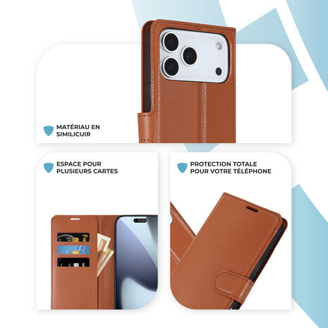 ShieldCase ShieldCase iPhone 17 Pro étui bibliothèque en cuir (marron) ShieldCase ShieldCase iPhone 17 Pro étui bibliothèque en cuir (marron)