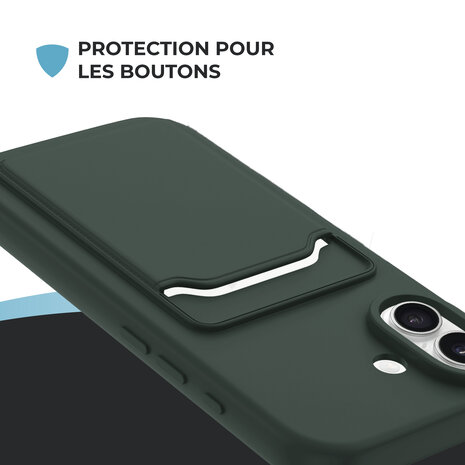 ShieldCase ShieldCase iPhone 17 coque en silicone porte carte (vert foncé)
