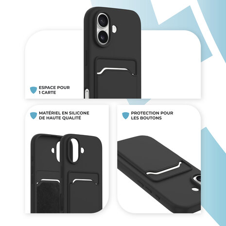 ShieldCase ShieldCase iPhone 17 coque en silicone porte carte (noir)