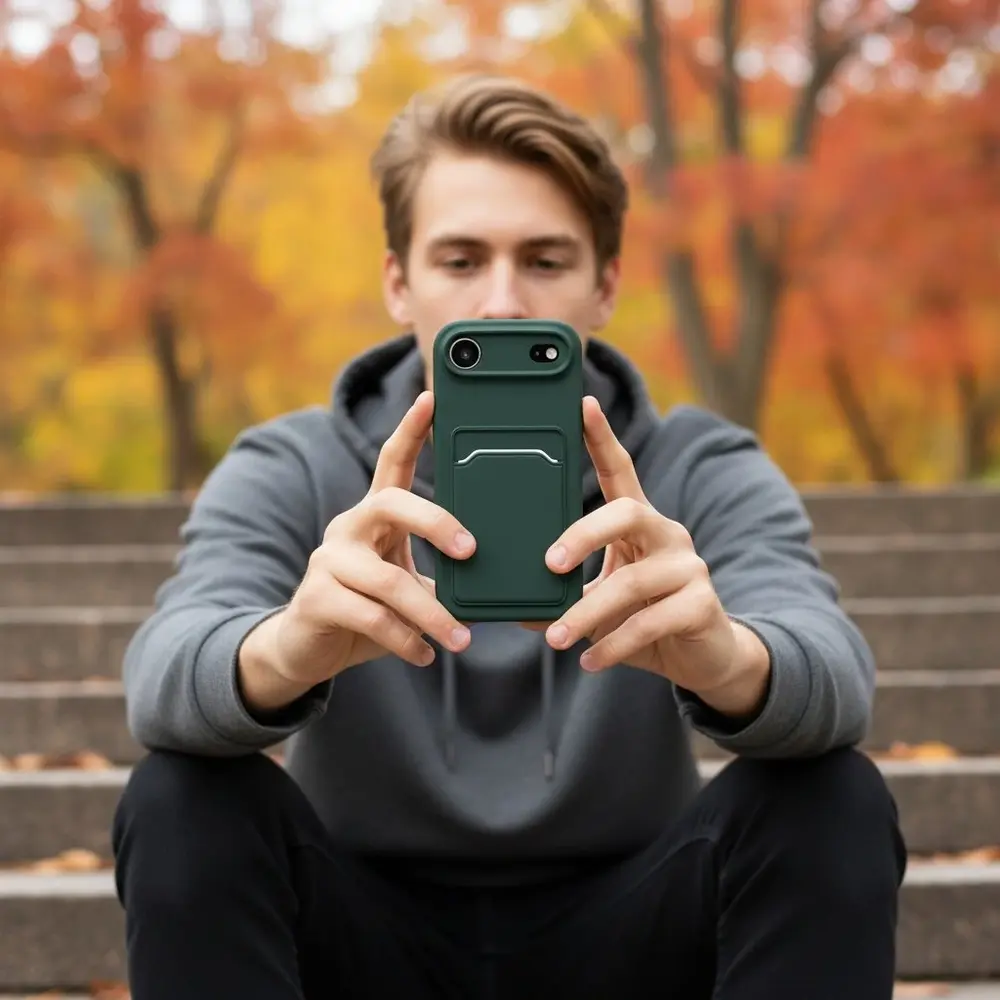 ShieldCase ShieldCase iPhone Air coque en silicone porte carte (vert foncé)