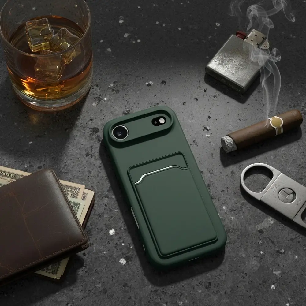 ShieldCase ShieldCase iPhone Air coque en silicone porte carte (vert foncé)