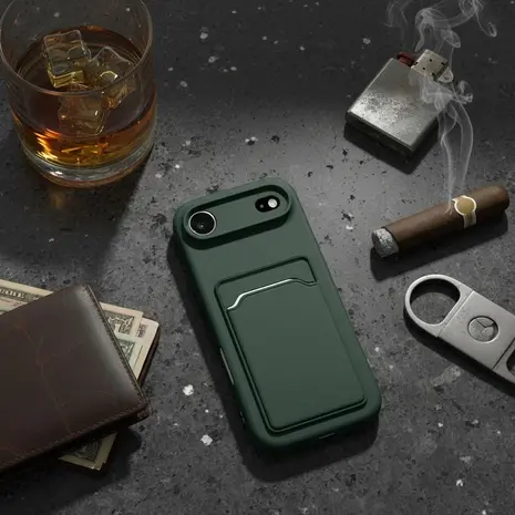 ShieldCase ShieldCase iPhone Air coque en silicone porte carte (vert foncé)