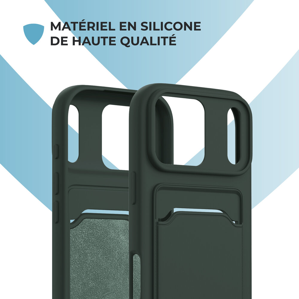 ShieldCase ShieldCase iPhone 17 Pro coque en silicone porte carte (vert foncé) ShieldCase ShieldCase iPhone 17 Pro coque en silicone porte carte (vert foncé)