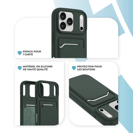 ShieldCase ShieldCase iPhone 17 Pro coque en silicone porte carte (vert foncé) ShieldCase ShieldCase iPhone 17 Pro coque en silicone porte carte (vert foncé)