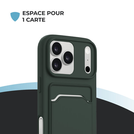 ShieldCase ShieldCase iPhone 17 Pro coque en silicone porte carte (vert foncé) ShieldCase ShieldCase iPhone 17 Pro coque en silicone porte carte (vert foncé)