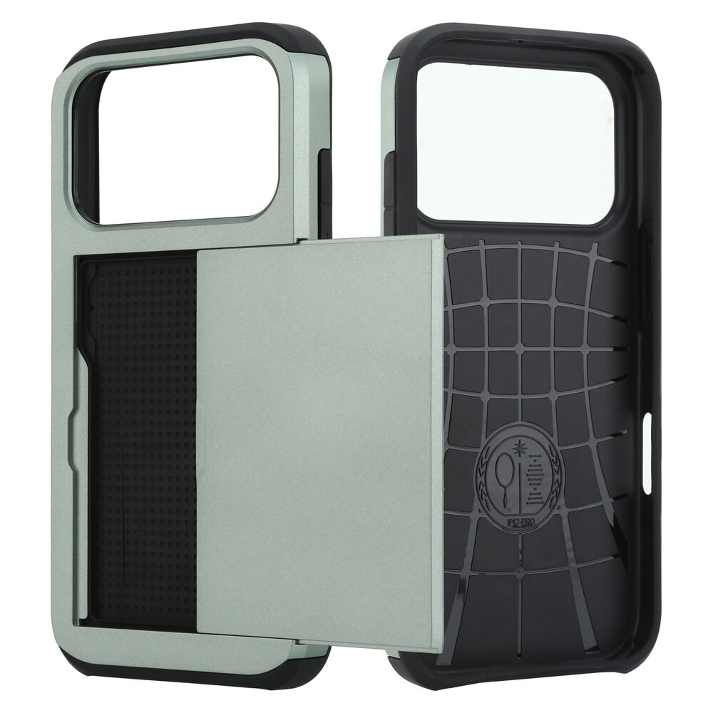 ShieldCase ShieldCase iPhone 17 Pro coque porte-cartes avec curseur (vert foncé) ShieldCase ShieldCase iPhone 17 Pro coque porte-cartes avec curseur (vert foncé)