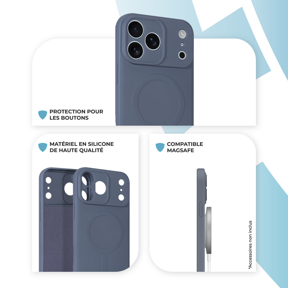 ShieldCase ShieldCase Coque arrière MagSafe en silicone pour iPhone 17 Pro Max (gris) ShieldCase ShieldCase Coque arrière MagSafe en silicone pour iPhone 17 Pro Max (gris)
