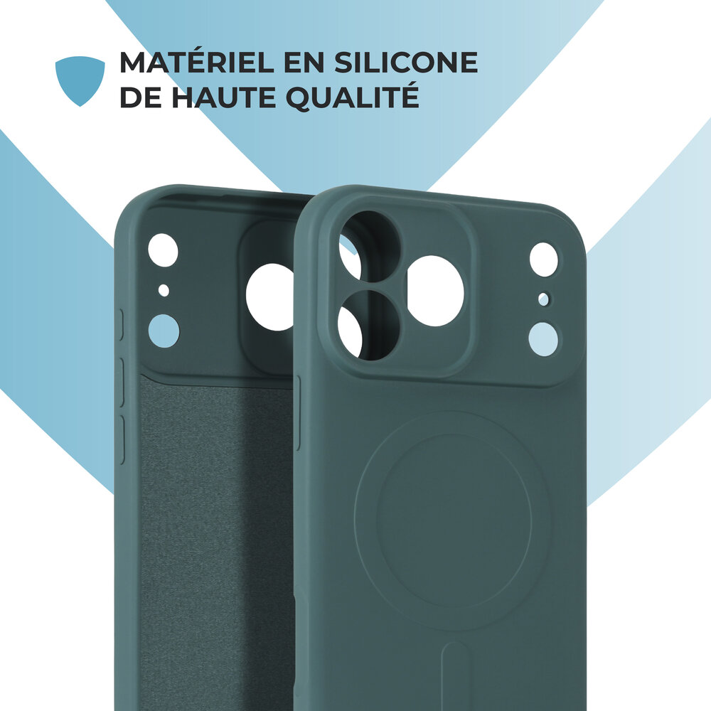 ShieldCase ShieldCase Coque arrière MagSafe en silicone pour iPhone 17 Pro Max (vert foncé) ShieldCase ShieldCase Coque arrière MagSafe en silicone pour iPhone 17 Pro Max (vert foncé)