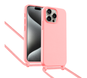 ShieldCase Coque iPhone 15 Pro avec cordon pour téléphone (rose)