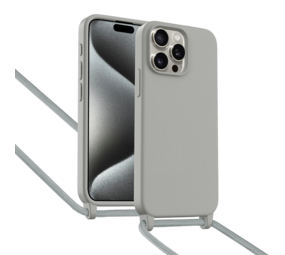 ShieldCase Coque iPhone 15 Pro avec cordon pour téléphone (gris)