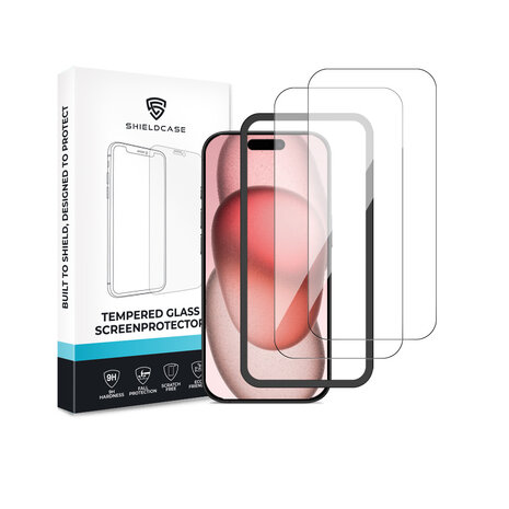 ShieldCase ShieldCase iPhone 15 Tempered Glass Basic protecteur d'écran avec applicateur (2-Pack)