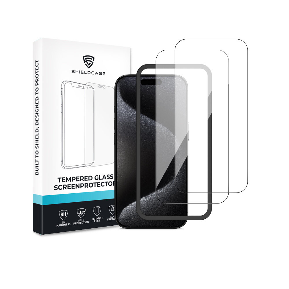 ShieldCase ShieldCase iPhone 15 Pro Max Tempered Glass Basic protecteur d'écran avec applicateur (2-Pack) ShieldCase ShieldCase iPhone 15 Pro Max Tempered Glass Basic protecteur d'écran avec applicateur (2-Pack)