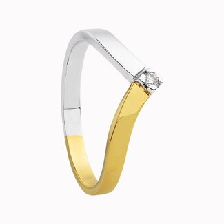 Eclat R137 Eclat Ring  585au Wit/geel Goud 1x0,03ct