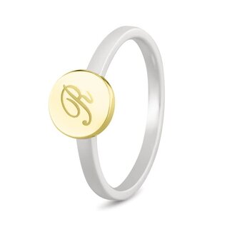 See You 458SY bicolour signet disk ring SeeYou Zilver + 14 krt. GG