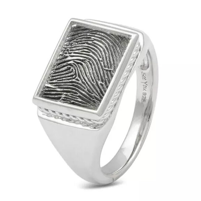 451-S Rim Rectangular Fingerprint ring  SeeYou Zilver