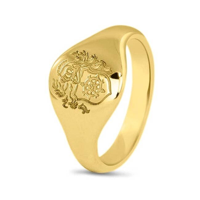 412-S-Familie-Wapen-Y14 Signet ring familie wapen/symbool  SeeYou 14krt. GG