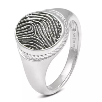 See You 450-Silver Twisted oval fingerprint ring SeeYou Zilver