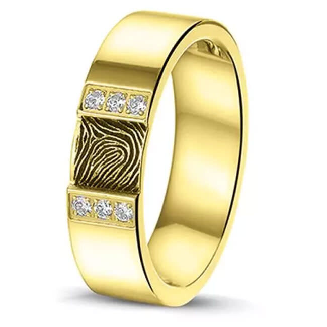 409-S-Y14D Polished Gem Fingerprint Ring SeeYou 14krt GG+Diamant