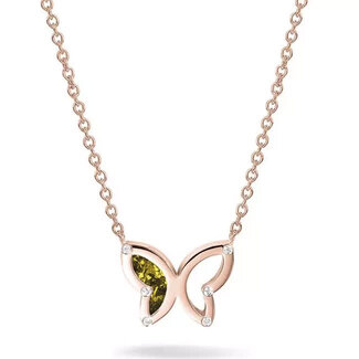 See You 606-S-R14D Butterfly Gem Necklace SeeYou 14krt RG+Diamant
