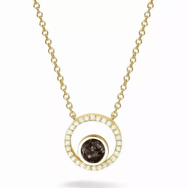 601-SG-geelverguld Circle Gem Yellow Plated Necklace See You