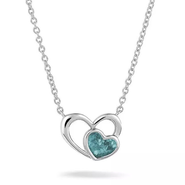 602W14 Double Heart Necklace SeeYou 14 krt WG