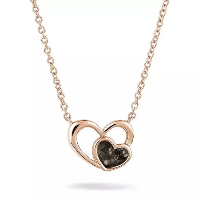 602-SR Double Heart Rose Plated Necklace SeeYou Zilver