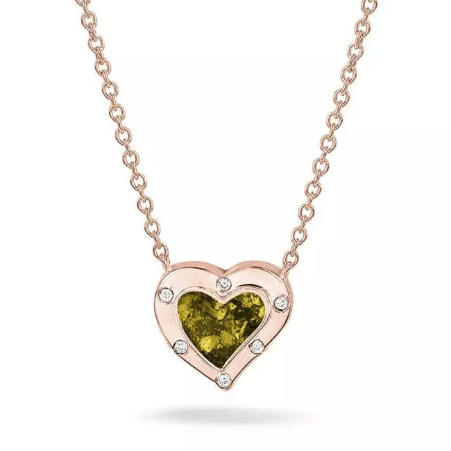 605-S-R14D Heart Gem Necklace See You 14krt RG+Diamant