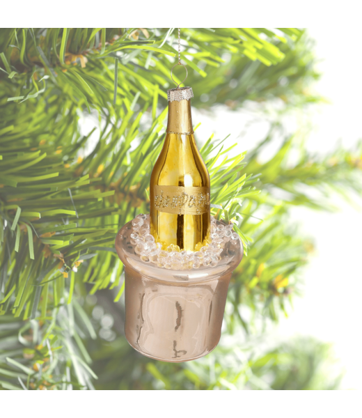 Kerst Ornament Champagnefles in Koeler