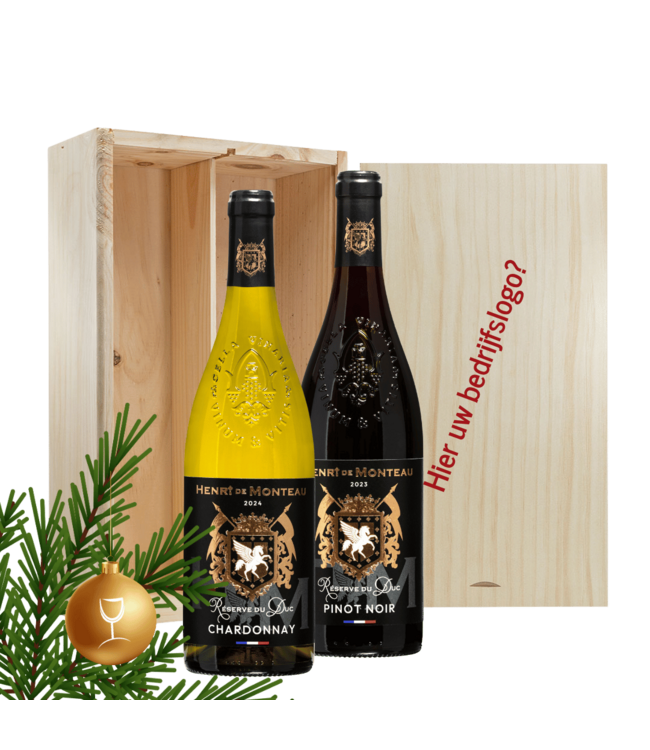 Wijngeschenkkist met Henri de Monteau Chardonnay & Pinot Noir