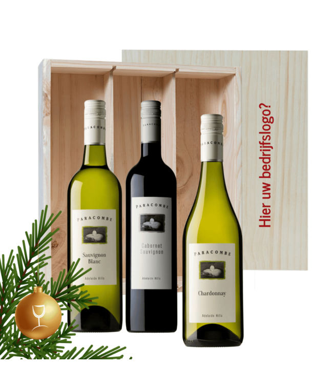 Wijngeschenk Paracombe in 3-vaks houten kist