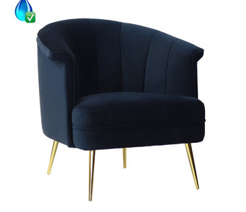Bronx71 Samt Sessel Amy modern dunkelblau