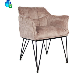 Bronx71 Stuhl Samt Jayron mit Armlehne taupe