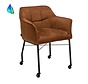 Polsterstuhl Mace Cord mit Rollen cognac