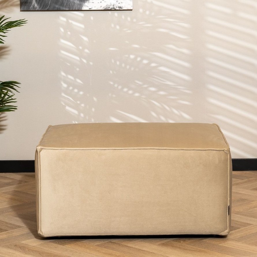 Samt Hocker Memphis rechteckig beige