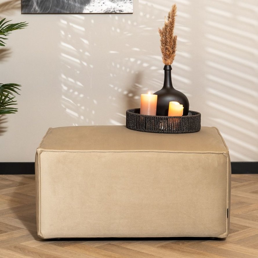 Samt Hocker Memphis rechteckig beige