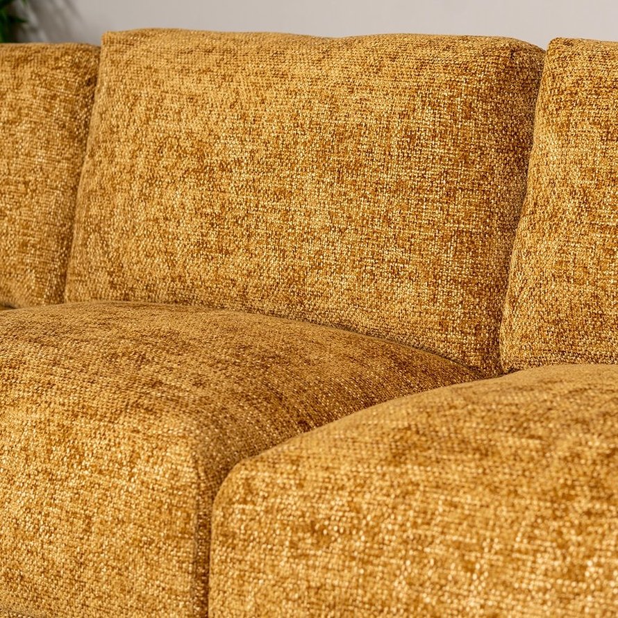 Ecksofa Denver Chenille ockergelb/cognac links